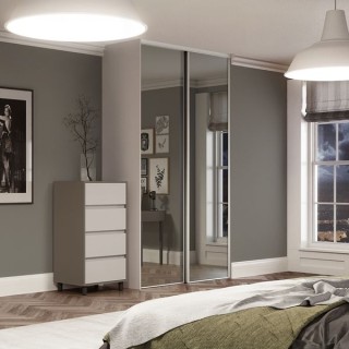 Spacepro Heritage 2 x White Frame Mirror Sliding Doors H2260 x W1195