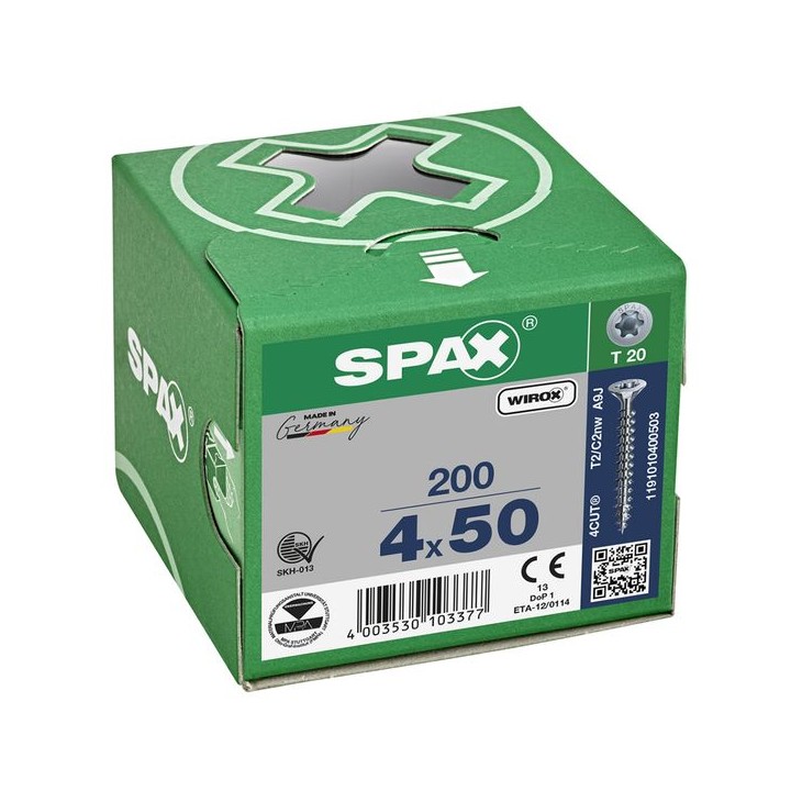 SPAX T-Star Flat Countersunk Screw Wirox Coated 4 x 50mm Qty 200