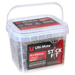 Ulti-Mate Stick-Fit Wood Screws  4.0 x 40mm Qty 1000