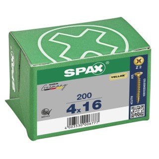 SPAX PZ Flat Countersunk Screw Yellox Coated - 4 x 16mm Qty 200