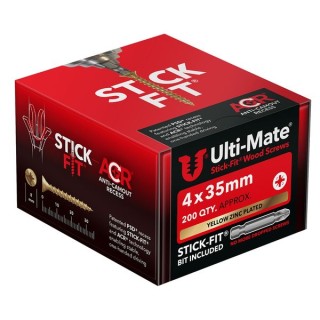 Ulti-Mate® Stick-Fit® Woodscrews 4.0 x 35mm Qty 200