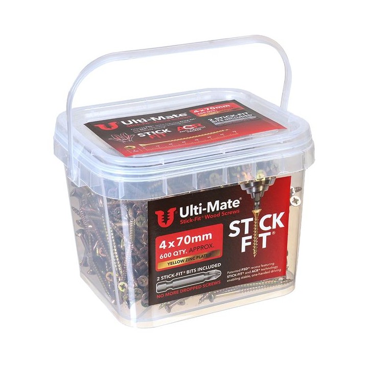 Ulti-Mate® Stick-Fit® Wood Screws 4.0 x 70mm Qty 600