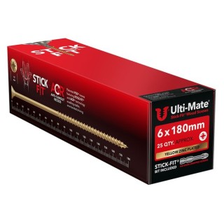 Ulti-Mate® Stick-Fit® Wood Screws 6.0 x 180mm Qty 25
