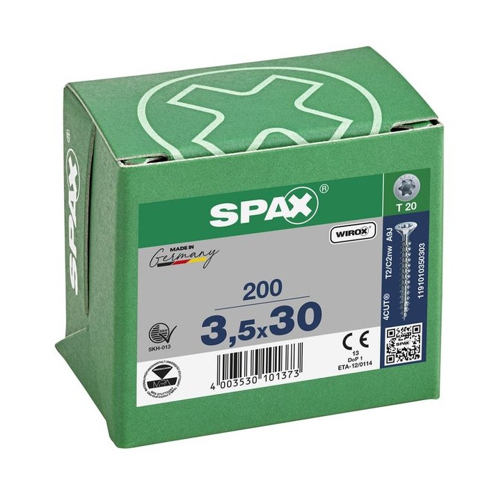 SPAX T-Star Flat Countersunk Screw Wirox Coated 3.5 x 30mm Qty 200