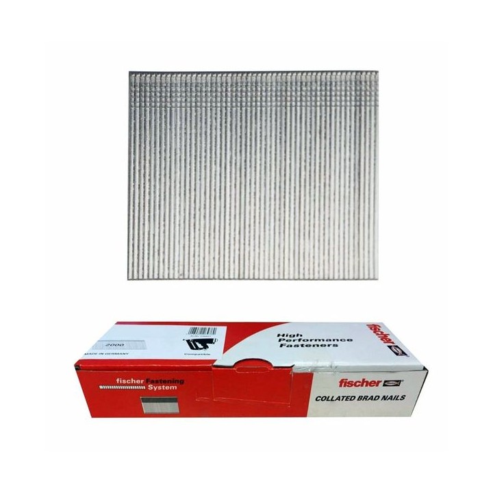 Fischer 16G Galvanised 38mm Straight Brad Nails BX 2000 (No Gas)