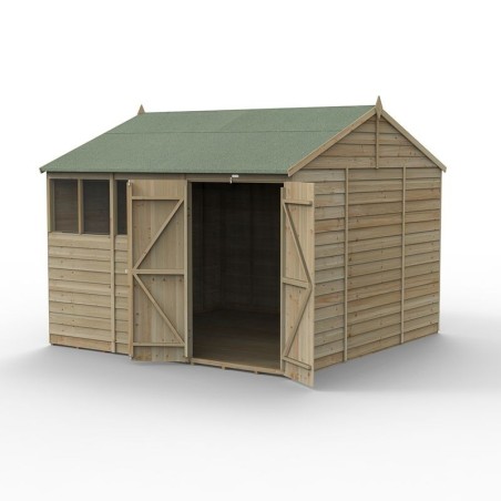 4LIFE Reverse Apex Shed 10 x 10 - Double Door - 4 Windows Installation