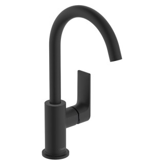 Hansgrohe Rebris E Single lever basin mixer 210 with swivel spout and pop-up waste set - Matt Black - 72576670