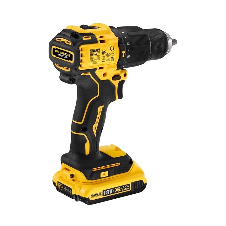 DeWalt DCD709D2T-GB 18V XR Brushless Compact Combi Drill 2 x 2.0Ah