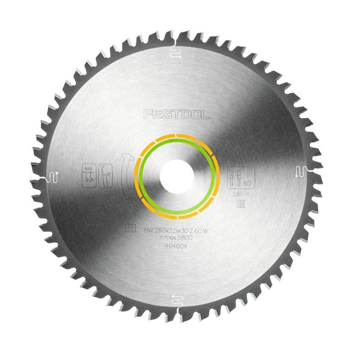 Festool 494604 KS120 60 Tooth 2.5mm Universal Saw Blade 260/30mm Diameter