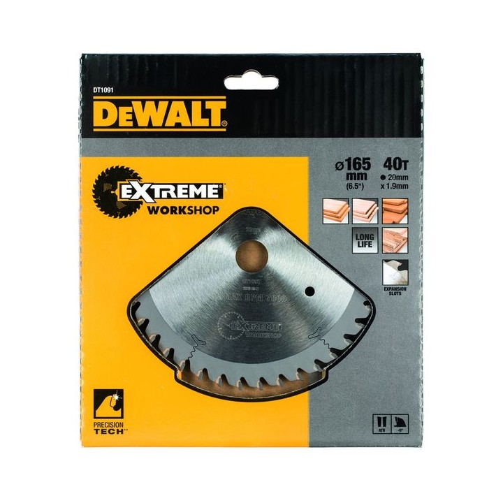 DeWalt DT1091 Qz Circular Plunge Saw Blade 165mm x 2mm 40T 20mm Bore
