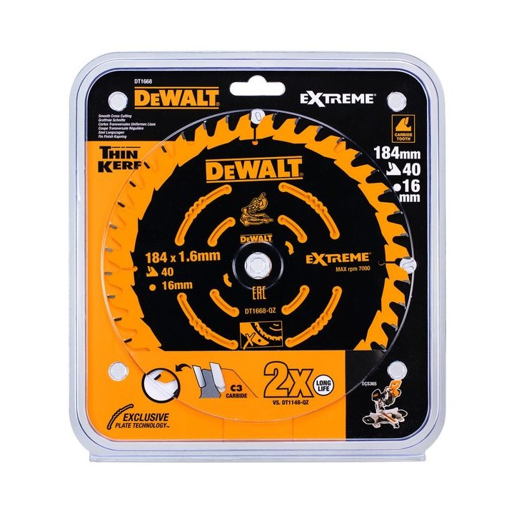 DeWalt DT1668 Qz Circular Saw Blade 184 x 16 x 40T Medium for DCS365