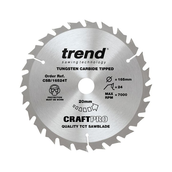 Trend Wood Cordless Circular Saw Blade 165mm x 20mm x 24T