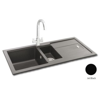Carron Phoenix Bali 1.5 Bowl Inset Jet Black Composite Granite Kitchen Sink