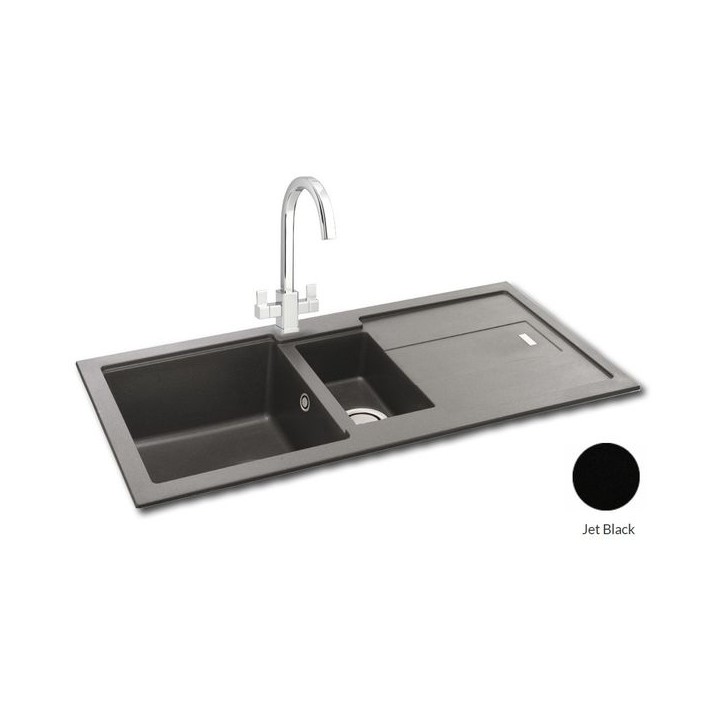 Carron Phoenix Bali 1.5 Bowl Inset Jet Black Composite Granite Kitchen Sink