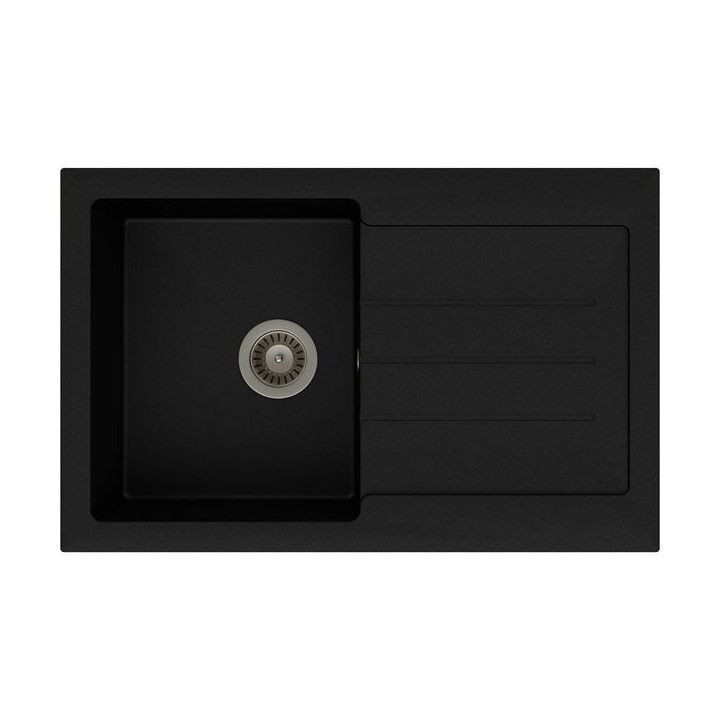 Abode Xcite 1 Bowl Inset Black Metallic Composite Kitchen Sink