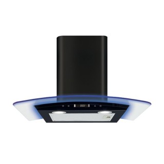 CDA EKP60BL 60cm Curved Glass Cooker Hood with Edge Lighting Black