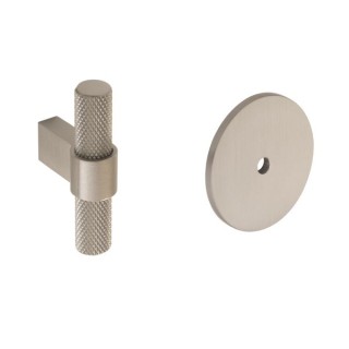 Knurled T Handle with Round Backplate Stainless Steel
