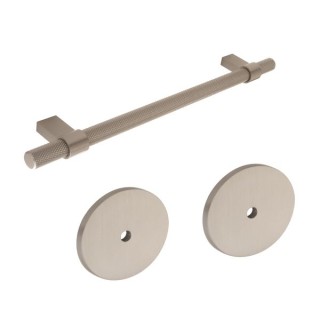 Knurled Bar Handle with Round Backplate Stainless Steel