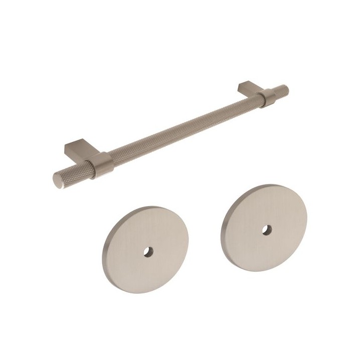 Knurled Bar Handle with Round Backplate Stainless Steel