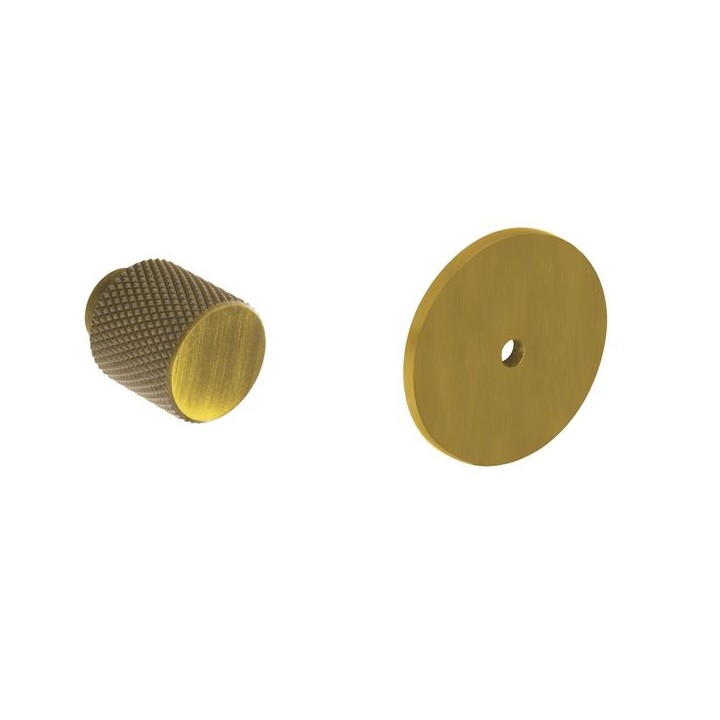 Knurled Knob with Round Backplate Antique Bronze