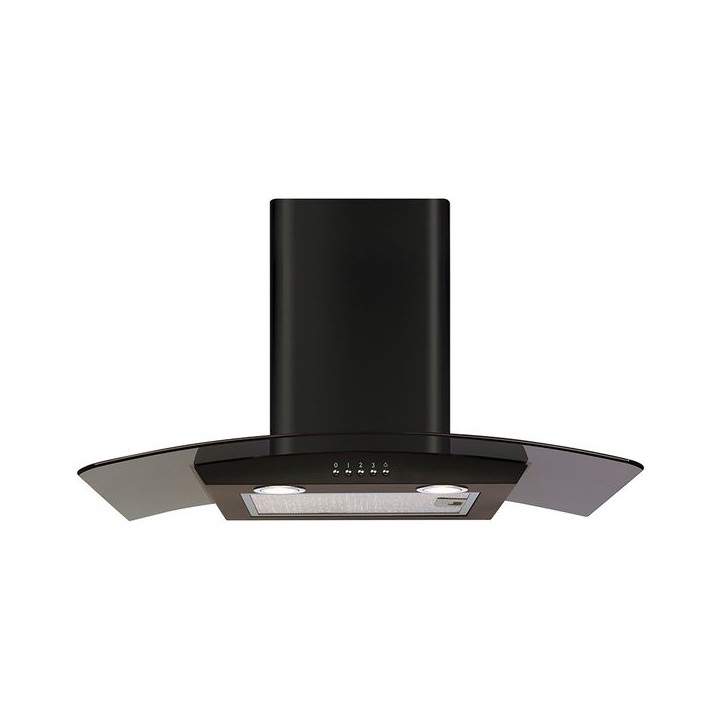 CDA ECP72BL 70cm Curved Glass Cooker Hood Black