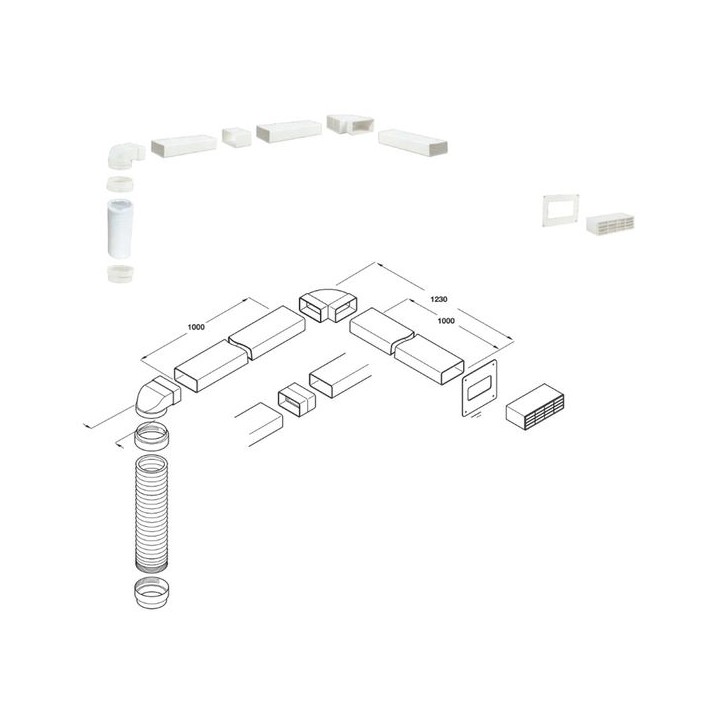 Hafele System 5 To 5A Ventilation Grille And Ducting Set 3 Metre White 565.30.722