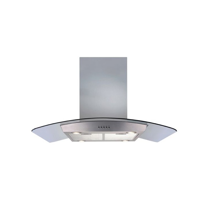 CDA ECPK91SS 90cm Curved Glass Island Cooker Hood Stainless Steel