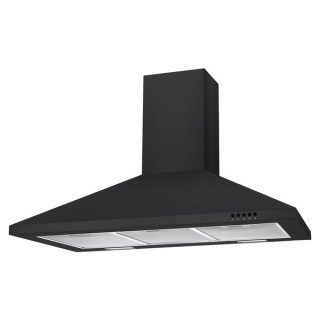 Unbranded 90cm Black Chimney Hood with Push Button Controls Black NCE90NN