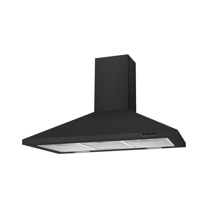 Unbranded 90cm Black Chimney Hood with Push Button Controls Black NCE90NN
