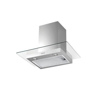 Unbranded Square Glass Chimney Hood with Push Button Controls & LED Lights Stainless Steel & Glass - NVMD600NX