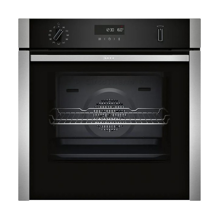 NEFF N50 Single Slide and Hide Pyro Oven Black with Steel Trim DTB - B6ACH7AN7B