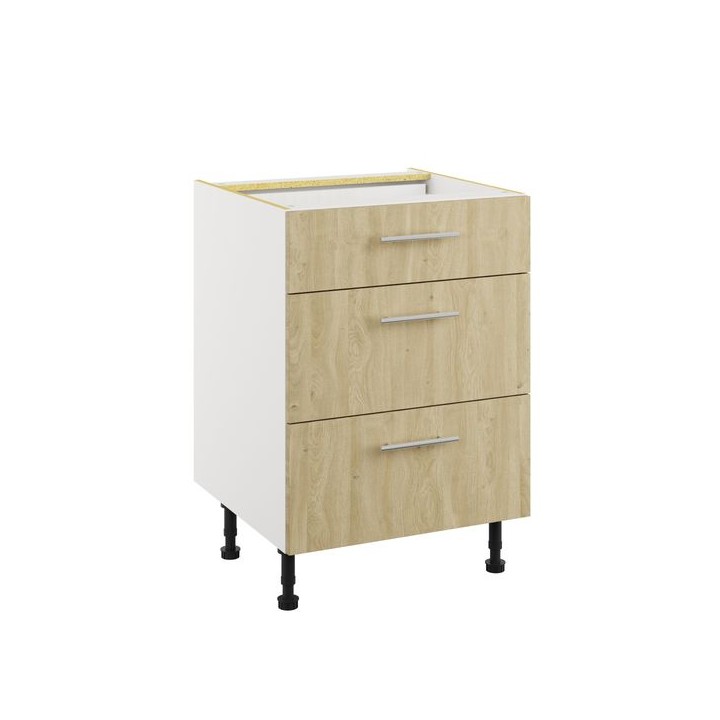 Essence Sandstone Oak 600mm 3 Drawer Base