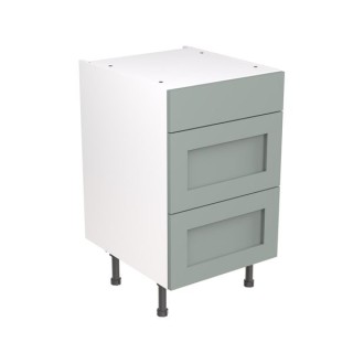 Flatpack 500 3 Drawer Base Kitchen Cabinet Shaker Ultra Matt Sage Green