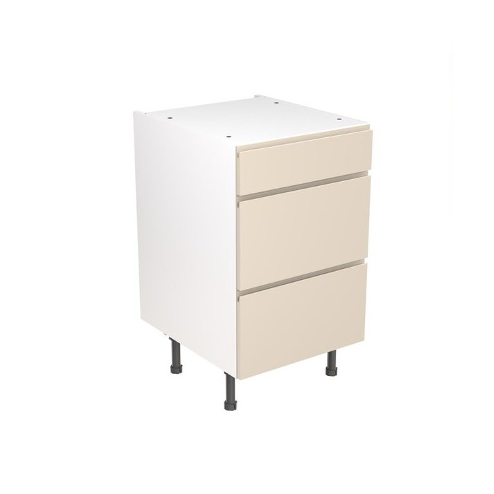 Flatpack Three Drawer Base Unit J-PULL Ultra Matt Cashmere 500mm