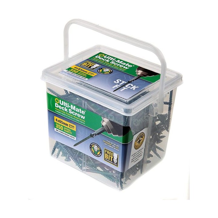 ULTI-MATE Hardened Recessed Woodscrew Yellow Zinc Plated 4 x 65mm Box of 200