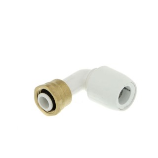 Hep2O bent tap connector 90° with brass nut white 0.5x15mm