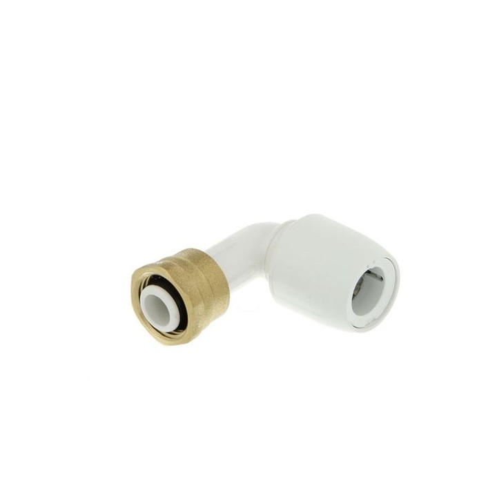 Hep2O bent tap connector 90° with brass nut white 0.5x15mm