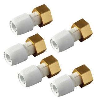 Hep2O straight tap connector with brass nut white 0.75x22mm
