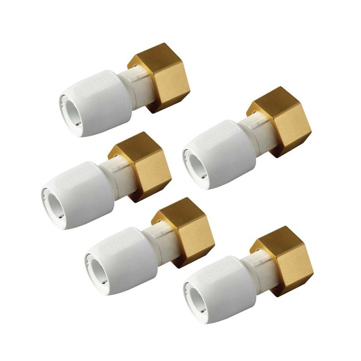 Hep2O straight tap connector with brass nut white 0.75x22mm