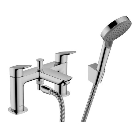 Hansgrohe Logis 2-hole rim mounted bath mixer with diverter valve & Vernis Blend hand shower Vario -