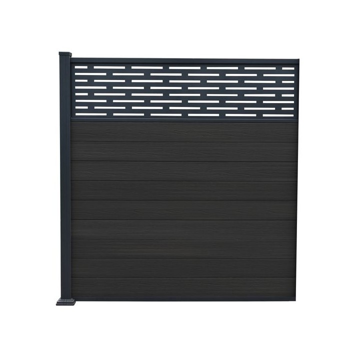 Piranha Black Carbon 6ft Bolt-Down Composite Fence Kit 6ft Incl Horizontal Trellis