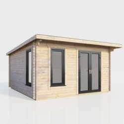 14 x 12 Power Pent Log Cabin Right Doors
