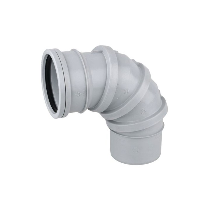 Wavin OsmaSoil S/S adjustable bend 90° 110mm grey