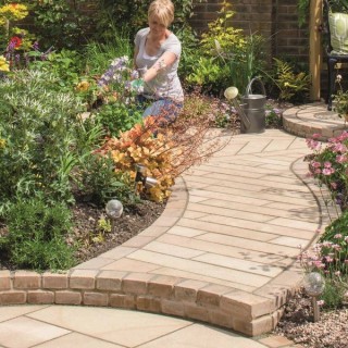 Marshalls Fairstone Sawn Versuro Linear Natural Stone Paving Golden Sand 210 x 1210mm