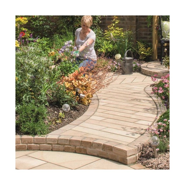 Marshalls Fairstone Sawn Versuro Linear Natural Stone Paving Golden Sand 210 x 1210mm