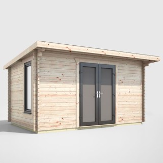 14 x 8 Power Pent Log Cabin Centre Doors