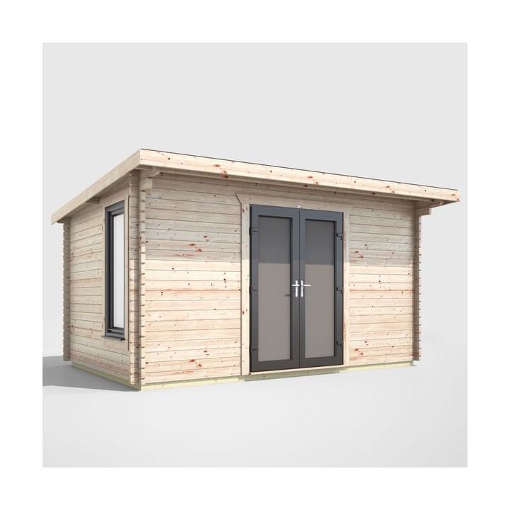 14 x 8 Power Pent Log Cabin Centre Doors