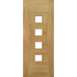 Deanta Pamplona Prefinished Oak Glazed Fire Door 30m 1981mm x 610mm x 45mm