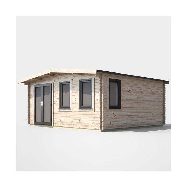 16 x 16 Power Chalet Log Cabin Left Doors
