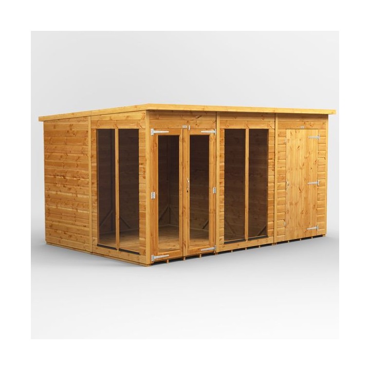 12 x 8 Power Pent Summerhouse With 4ft Side Store